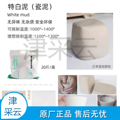 陶泥批量高白泥粘土陶土泥塑20斤装手工陶艺制作教学（特白泥）